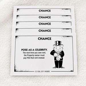 Monopoly Cheaters Edition Chance Cards Set 16 Hasbro 2017 Replacement Parts